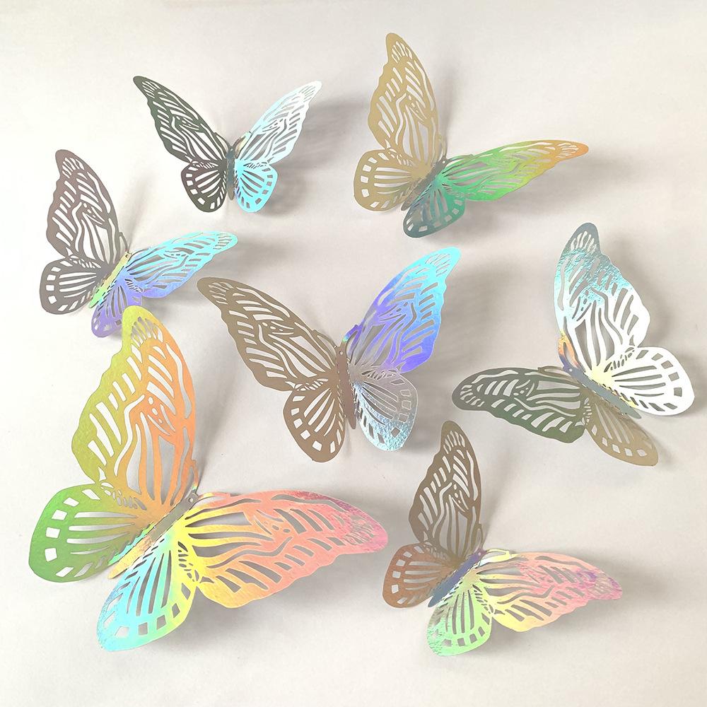 72 Colorful 3D Hollow Butterfly Stickers for Home, Party, and Wall Decoration