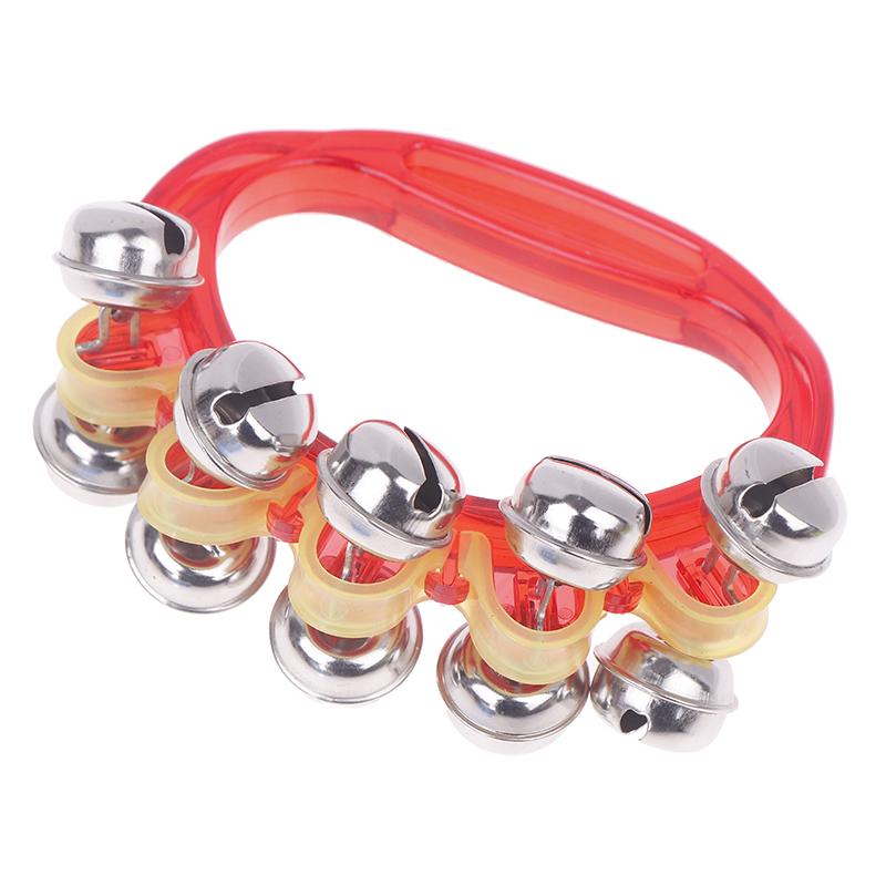 

Двухрядные металлические звоночки, ручные ударные полумесяцы, тамбурины, музыкальный инструмент для детского сада, ручные колокольчики, игрушки красный