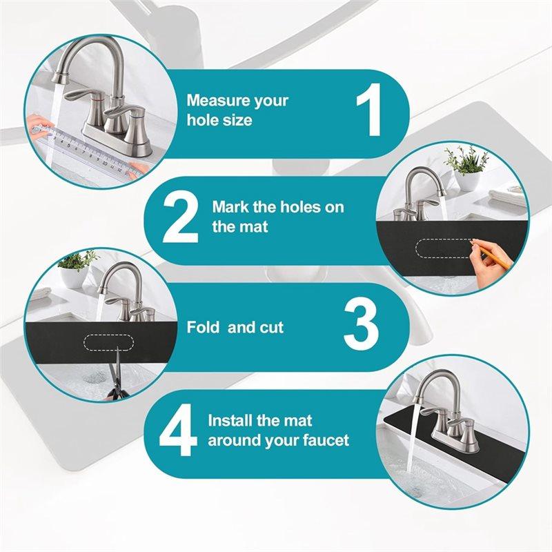 A34R Badezimmer-Arbeitsplatten-Schutz Wasserhahn-Matte für Küchenspüle Schnelltrocknend Zuschneidbar Mit 2 oder 3 Loch Wasserhahn