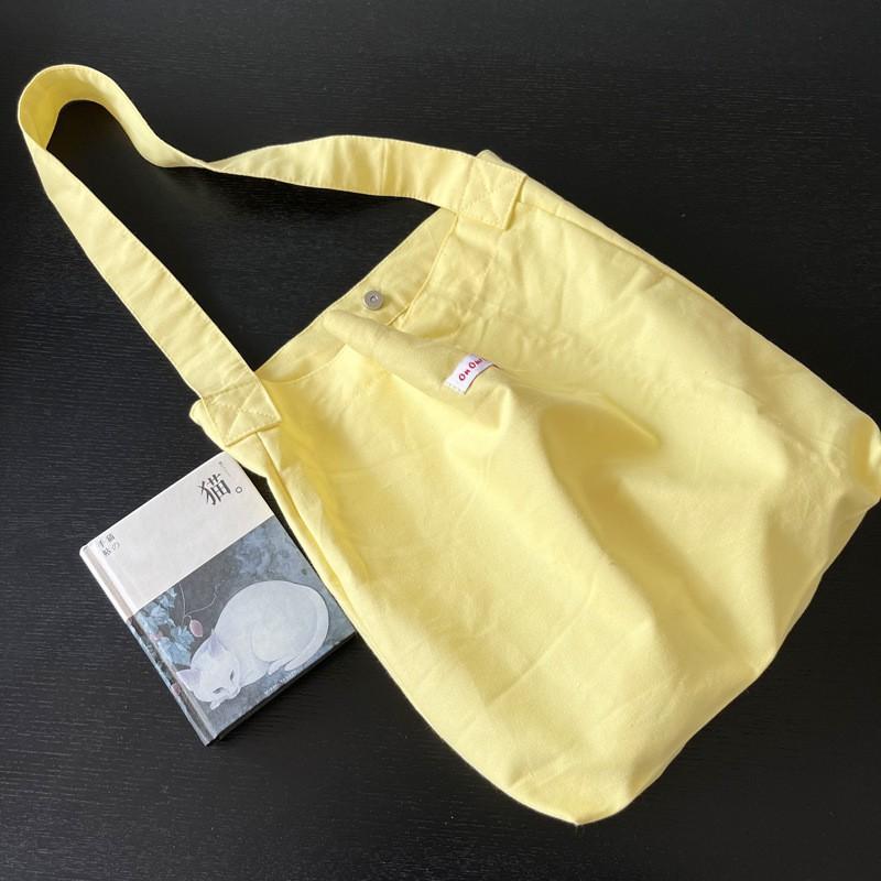 Cream Candy Canvas Bag Ins Wind Dopamine Solid Color Casual Shoulder Underarm Student Schoolbag