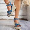 Fashion Women Wedge Sandals Thick Bottom Retro Open Toe Ladies Shoes 2025 Fashion Platform Plus Size High Heels Sandals Zapatos De Mujer