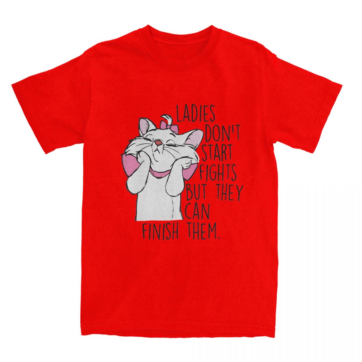 New Aristocrat Mary Cat Cute Kitten Funny Graphics High Quality Unisexs and WoUnisex Short Sleeve Loose Casual Tee S