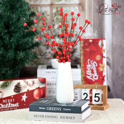Simulated Christmas 5 Berry Branches 30 Fruit Pastoral Home Decoration Berry Branches Christmas Decorative Red Fruit