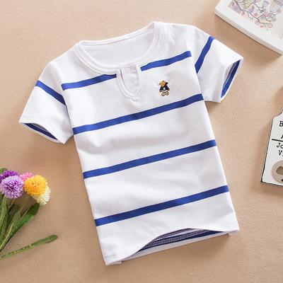 Summer Short-sleeved Striped T-shirt for Children and Middle-aged Children, Cotton Round Neck Top, Bottoming Shirt, Children's T-shirt Half Sleeve