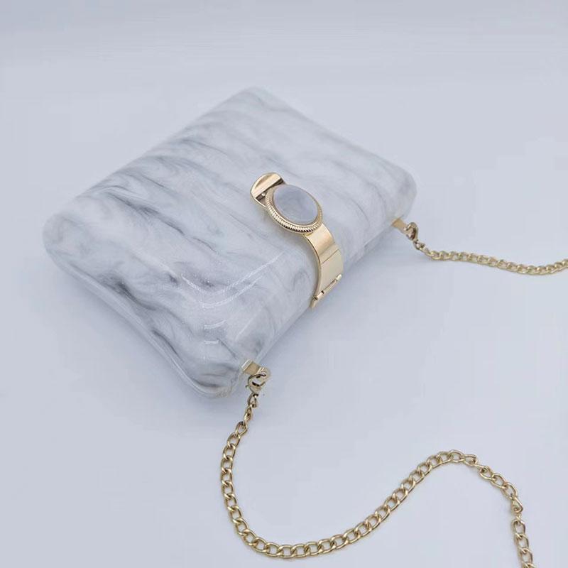 Luxury Brand Handbag Solid White Pearl Acrylic Evening Bags Chain Clutch Purse Wedding Party Women Wallet Designer Crossbody Bag