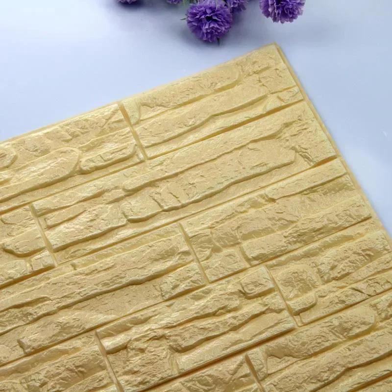 

3D наклейки на стену DIY самоклеящиеся мягкие панели пенопластовые водонепроницаемые обои для лестницы декор гостиной украшения дома комнаты наклейки светло-желтого