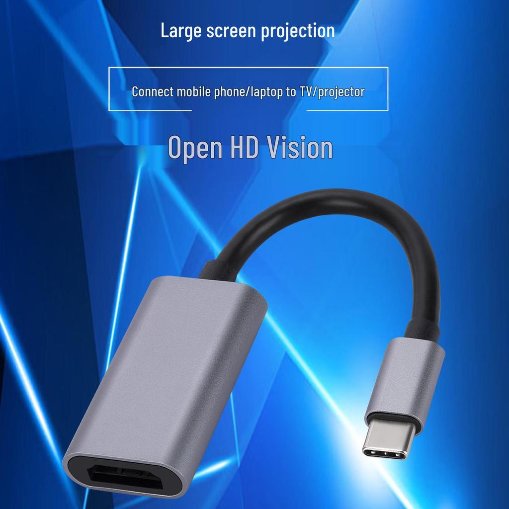 Aluminum Type-C to HDMI 4K Adapter Cable for Mobile Phones and Laptops