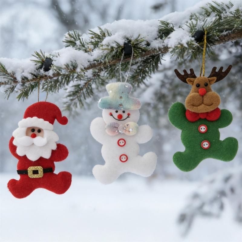 Christmas Character Ornament Soft Fabric with Filled Profile, Integrated Loop, and Placement Without Separate Tools