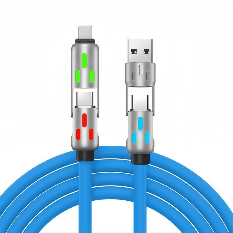 4-in-1 USB Charging Cable Fast Charging MAX 240W Lightning Multi Functional Aluminum Alloy 240W suitable For iPhone15 16 Samsung 1.5m синий