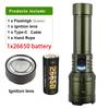 100000LM Ultra Bright LED Flashlight Rechargeable with Flame Ignition&Window Breaker Tactic Torch for Outdoor Camping Adventure