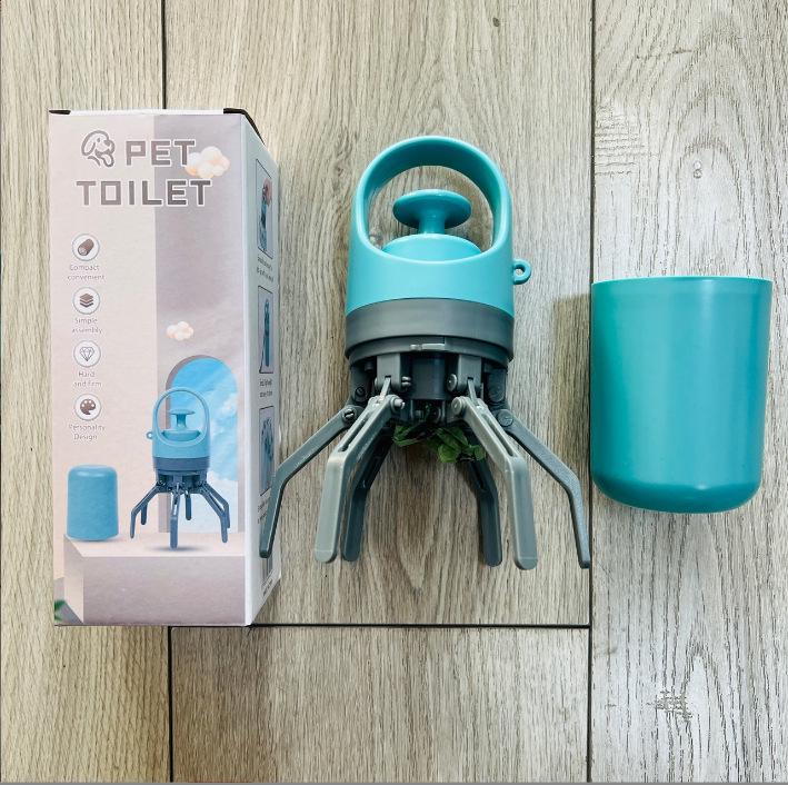 

New Portable Six-Claw Dog Poop Scooper with Garbage Bag Holder for Outdoor Use English Packaging синий