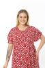 Women's Big Size Dress Large Size Lycra Viscose Red White Drop Pattern Dress