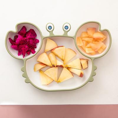 Cute Crab Children Feeding Plate Baby Dishes Silicone Suction Plate Non-Slip Baby Food Feeding Bowl for Children