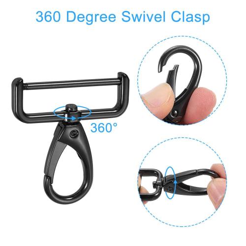uxcell 38mm Inner Diameter Screw-On D-Ring Square Keychain Key Ring Lever Rotating Snap Hook Removal Craft Hook with Screwdriver, 2 Pieces Black
