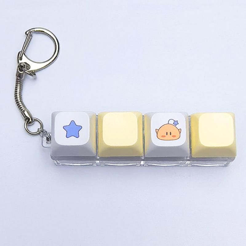 *4Keys Mechanical Keyboard Keychain Fidget Toy,Stress Relief Finger Press Button Anti-Anxiety Office Calming Decompression Toy