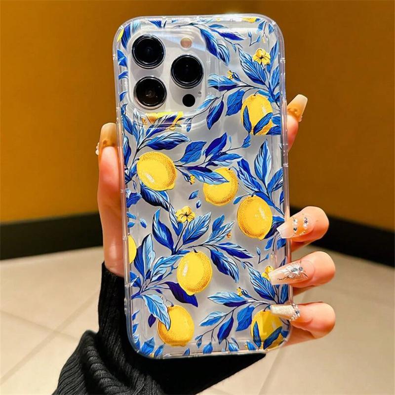 

Летний чехол для телефона из ТПУ с принтом лимона для iPhone 16 15 14 13 12 11 Pro Max XS XR X 7 8 Plus Противоударный чехол с воздушной подушкой For iPhone 13 Mini