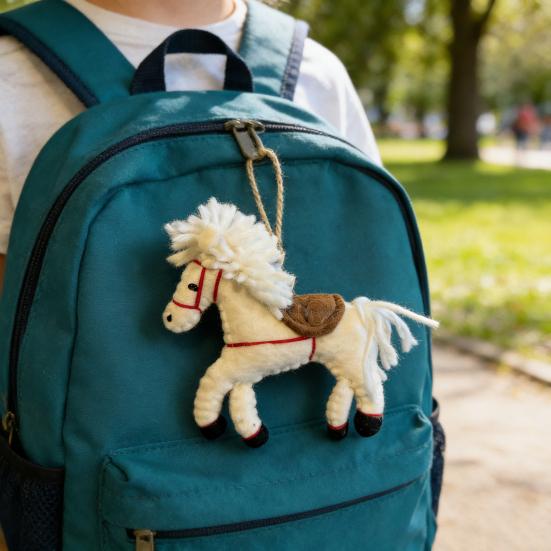 Vintage Handgjord Filt Häst Prydnad Kinesiska Nyåret Ull Djur Berlock för Träd Hem Bil Ryggsäck Dekor