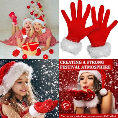 Christmas Santa Clause Gloves Glow In the Dark Santa Costume Gloves Party Props Festival Luminous Gloves Hand Warmers
