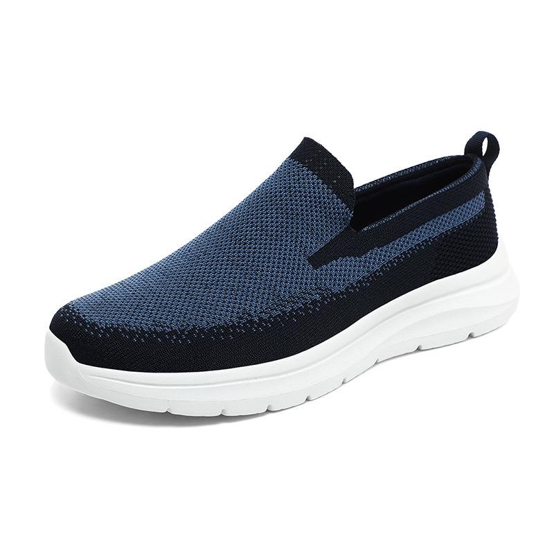 New Men's Round Head Color Matching Foot Sports Fly-woven Breathable Large-size Outdoor Mesh Men's Shoes