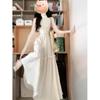 French New High-end Neck Dress Women's Summer Design Sleeveless Pleated Waist Thin Temperament Long Dress