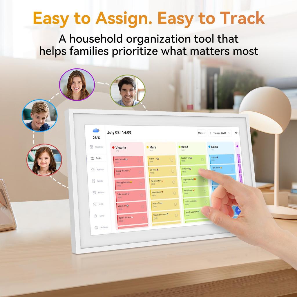 TABWEE Digital Calendar P15 15.6 Inch Wall Mount Touch Screen Calendar App Sync List Notepad Family Calendar Electronic Wall Calendar