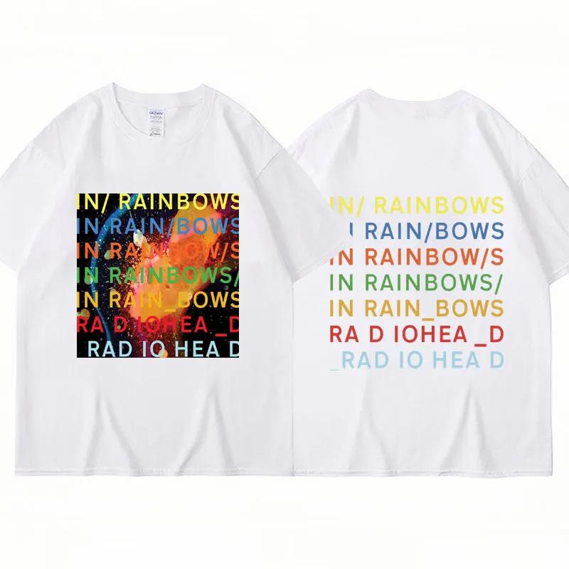 

Футболка Radiohead з графікою, музичний альбом у веселках, чоловіча, з коротким рукавом, хіп-хоп, готичний панк, великі футболки, вуличний одяг S білий
