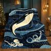 Orca Whale Oceanic Flannel Blanket Soft Lightweight All Season Throw for Sofa Bed Travel Marine Life Design Gift