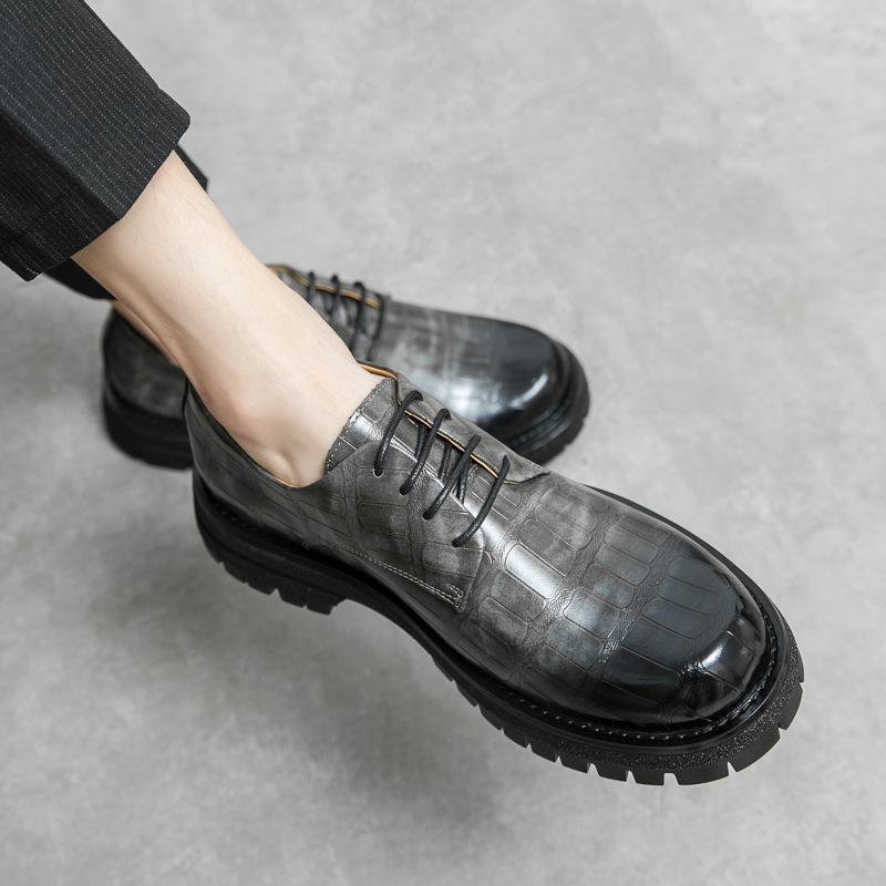 Men's British Style Thick-Soled Leather Low-Top Martin Boots: Versatile, Height-Enhancing Business Casual Footwear