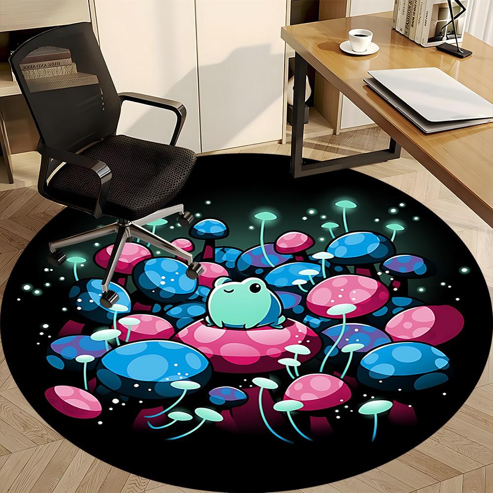 1pc Mushroom Fantasy Office Round Area Rug, Under Office Chairs Bedroom Living Room Home Decor, Room Deco, Available in Various Sizes 195