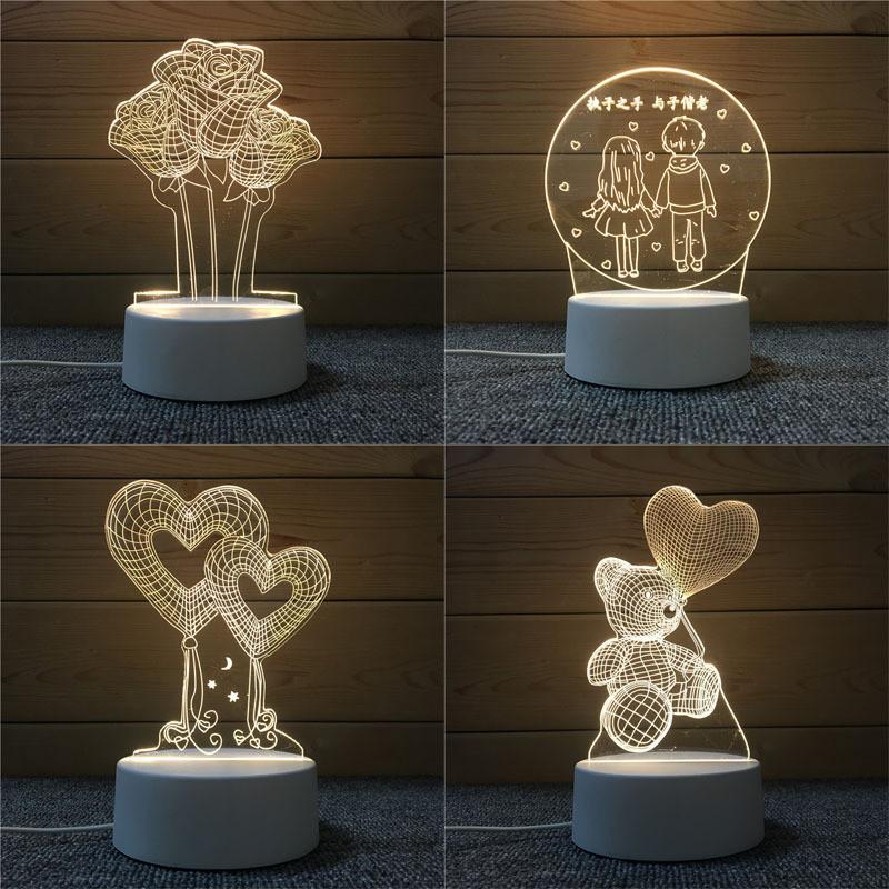Romantic Usb Powered Acrylic Night Light For Birthday And Holiday Gifts