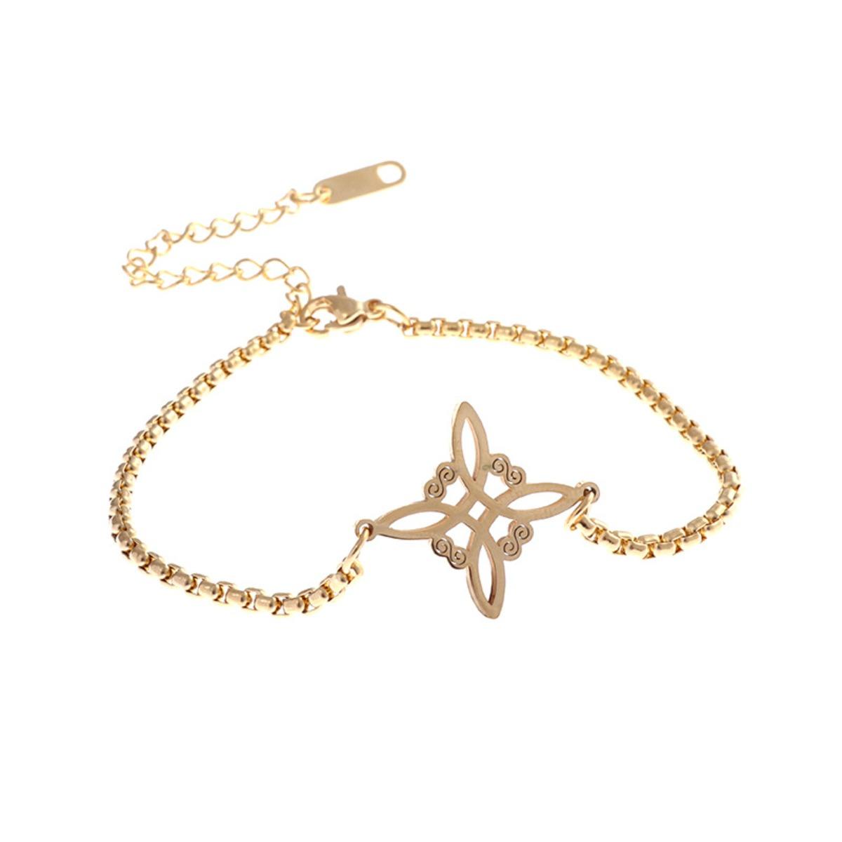 

Fashion Gold Color Witch Knot Bracelet - Stainless Steel Jewelry for Women, Hypoallergenic Gift Bangles Accessories