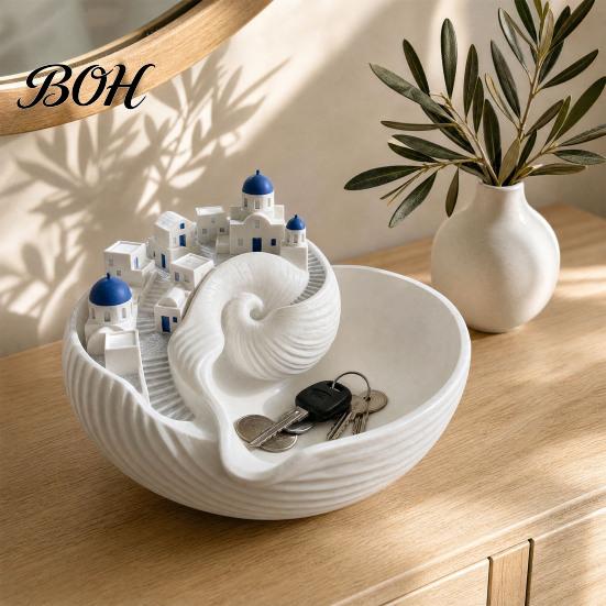 Schminktischschale Muschel-Aufbewahrungsschale, Schreibtisch-Dekoschale, Exquisite Griechische Schale Insel-Charme für Schlüssel Schmuck Münzen Küsten-Dekor