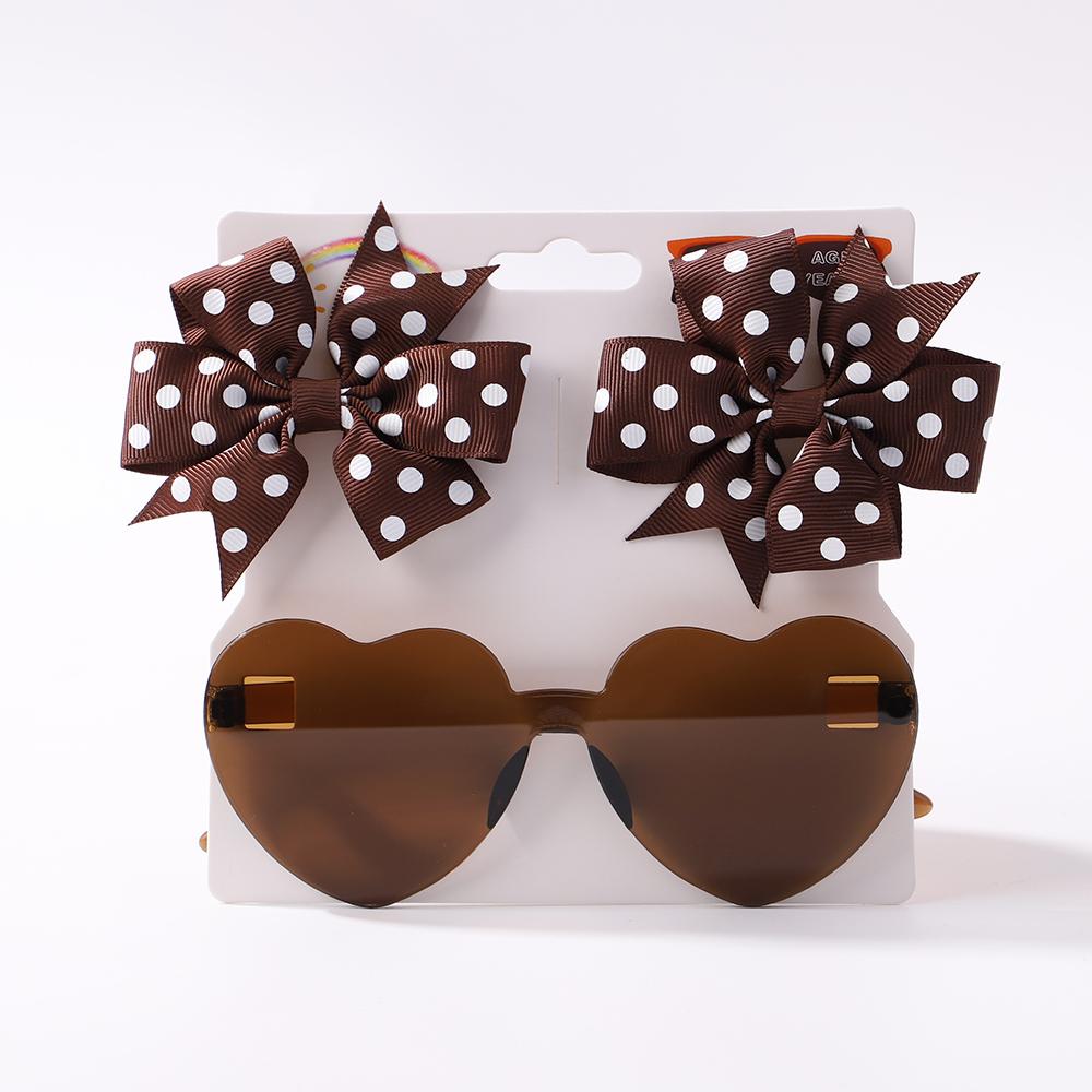 3Pcs/Pack Solid Dot Hair Bows Clip Girls Boutique Bowknot Hair Clips Kids Colorful Heart Sun Glasses Children Hair Accessories