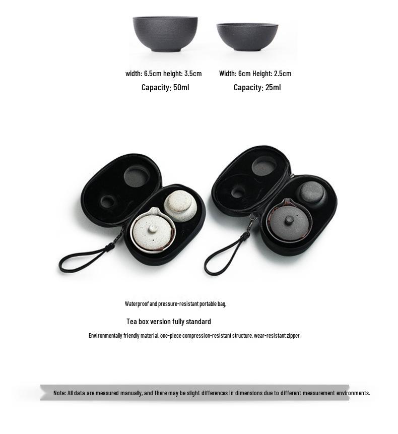 Portable Japanese Black Pottery Tea Set with One Teapot and Two Cups - Ideal for Travel or As a Souvenir Gift