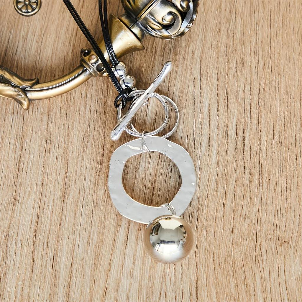 Collana con ciondolo in cordino di cuoio con cerchio geometrico vintage, collana da donna bohémien, regalo per feste e festività