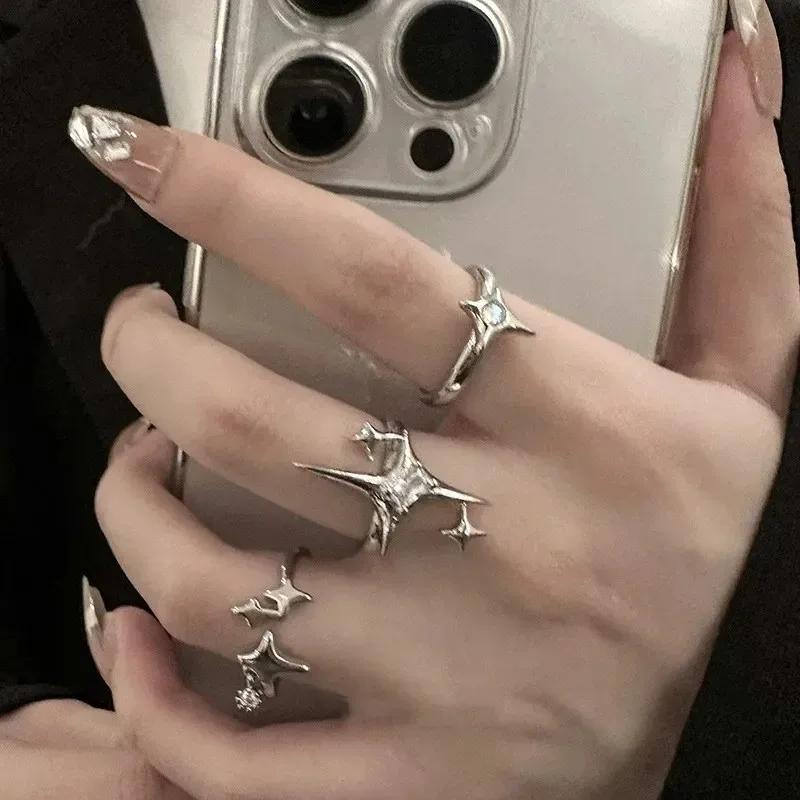 10Pcs/Set Geometric Trendy Gold Copper Color Cuff Rings Set For Women Girl Metallic Stainless Steel Minimalism Fashion Chic Ring