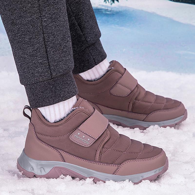 Winter Women's Plush Walking Shoes Men Cotton Shoes Anti-slip Snow Boots Warm Ankle Boots Outdoor Trekking Sneakers