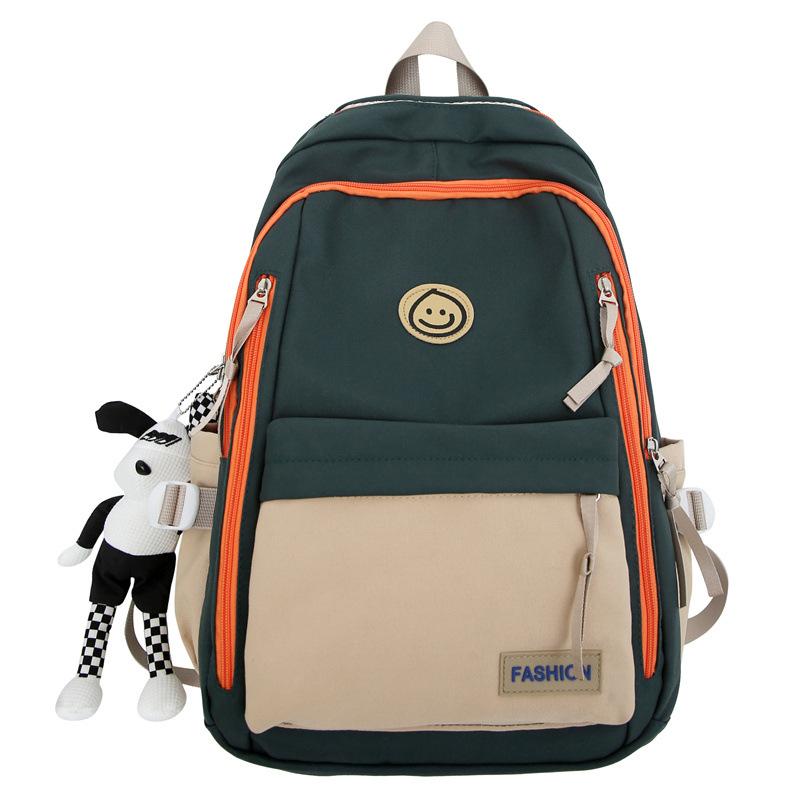 New Contrasting Color Large-capacity College Student Backpack Street Shot Retro Leisure High School Travel Backpack Junior High School Bag