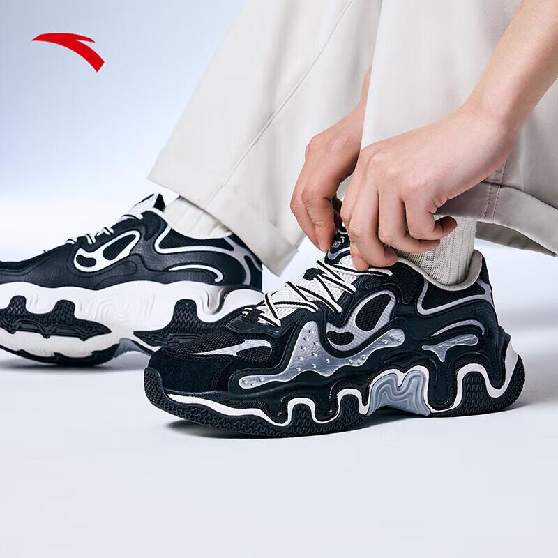 Anta Versatile Simple Shock Absorbing Non-Slip Low-Top Casual Shoes Men Sneakers Black White Silver 112428855-2