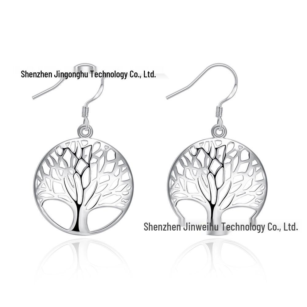 Jinshi Gölü Gümüş Yaşam Ağacı Sallantılı Küpeler Kadınlar İçin
