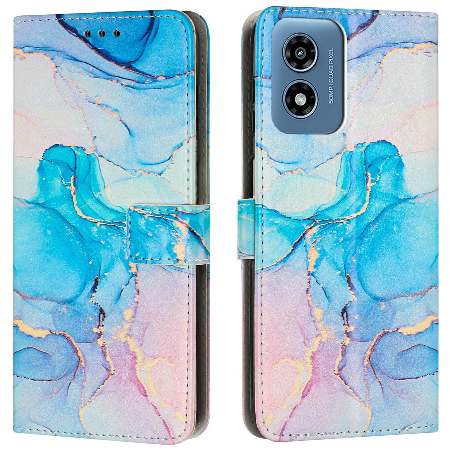 

Stand Case for Motorola Moto G04s 4G/G04 4G/G24 4G/E14 4G Marble Pattern PU Leather Wallet Phone Cover C