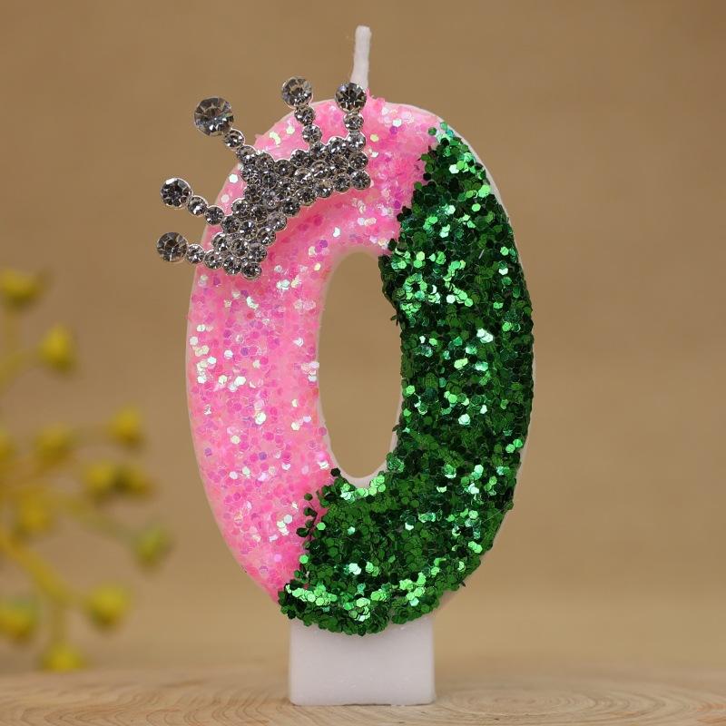 

Color Block Number Birthday Candle Cake Decoration First Year Celebration Crown Birthday Candle 0
