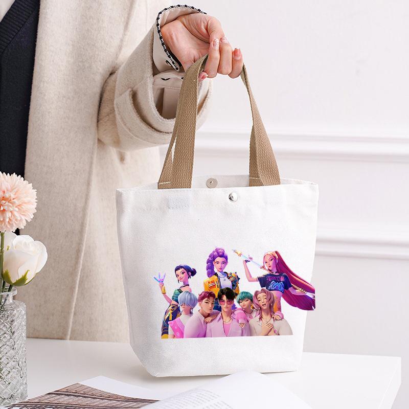 Canvas Bag Kpop Peripheral Cute Portable Cartoon Canvas Bag Student Leisure Shoulder Bag Shopping Bag