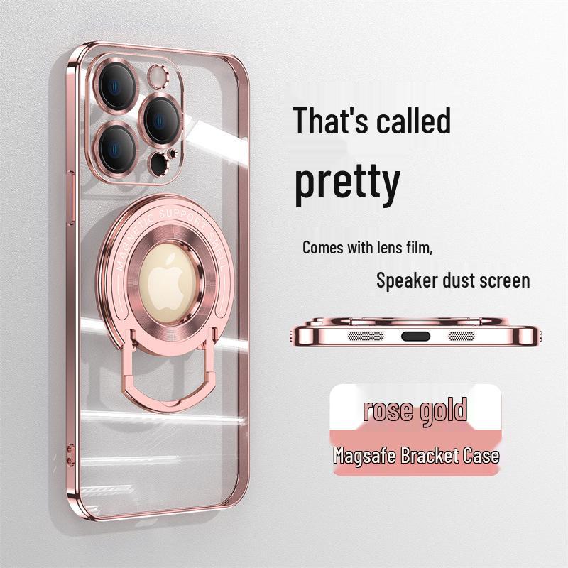 

Гальванизированный магнитный противоударный чехол для Apple iPhone 14 Pro Max с подставкой-кольцом iPhone 14 Pro