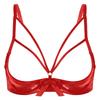 Womens Patent Leather Underwired Bra Strappy Open Cup Adjustable Shoulder Strap Lingerie Clubwear Tops
