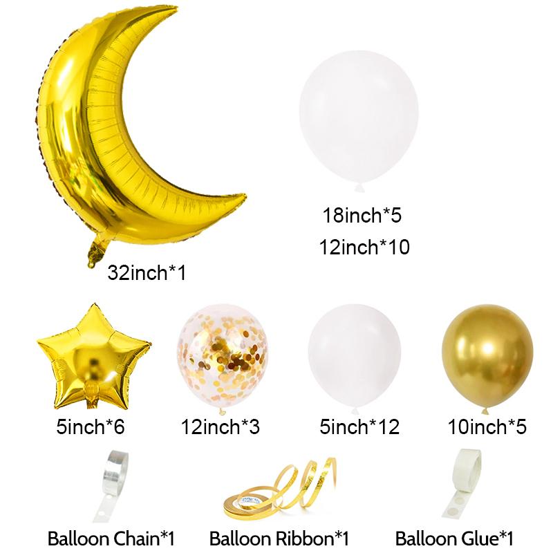 Moon Star Ballon Set voor Moslim EID Mubarak Festival Home DIY Decoratie Ramadan Kareem Kids Verjaardagsfeestje Ballon Globos