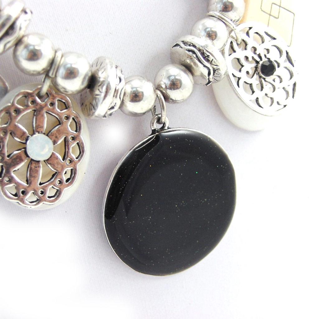NOA [G5988] - Designer Necklace 'Nora' Black Beige