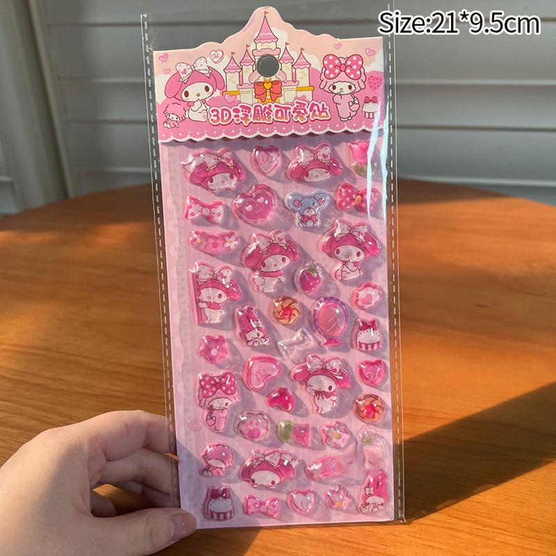 Sanrio Cartoon Sticker Hello Kitty Kuromi My Melody Aesthetic Sticker Cinnamoroll DIY Scrapbook Bonbon Drop Decal Party Favor