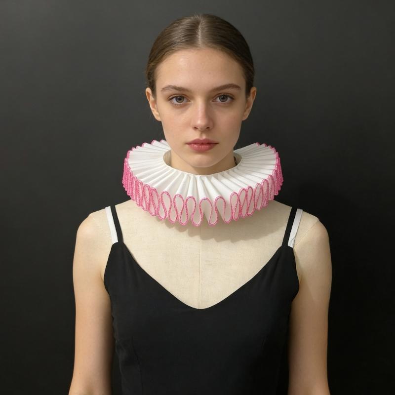 Comfortable Ribbon Faux Collar Colonial Clown Choker Neck Collar Ideal for School Uniforms Performances and Parties