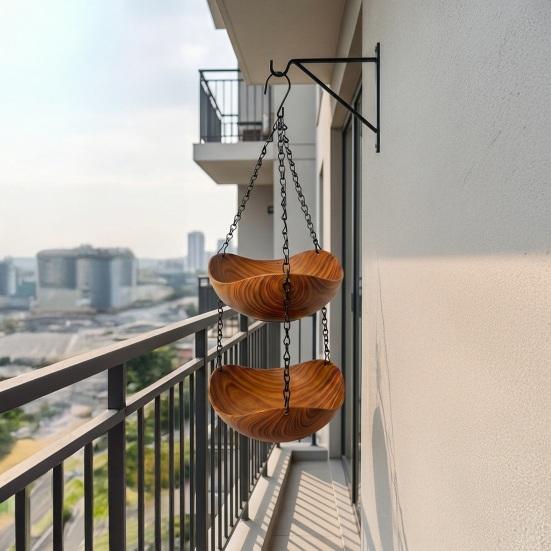 Yousheng Outdoor Bird Feeder, Garden Hanging Bird Feeder, 1 or 2 Bowls Backyard Bird Feeder for Wild Birds Patio Porch